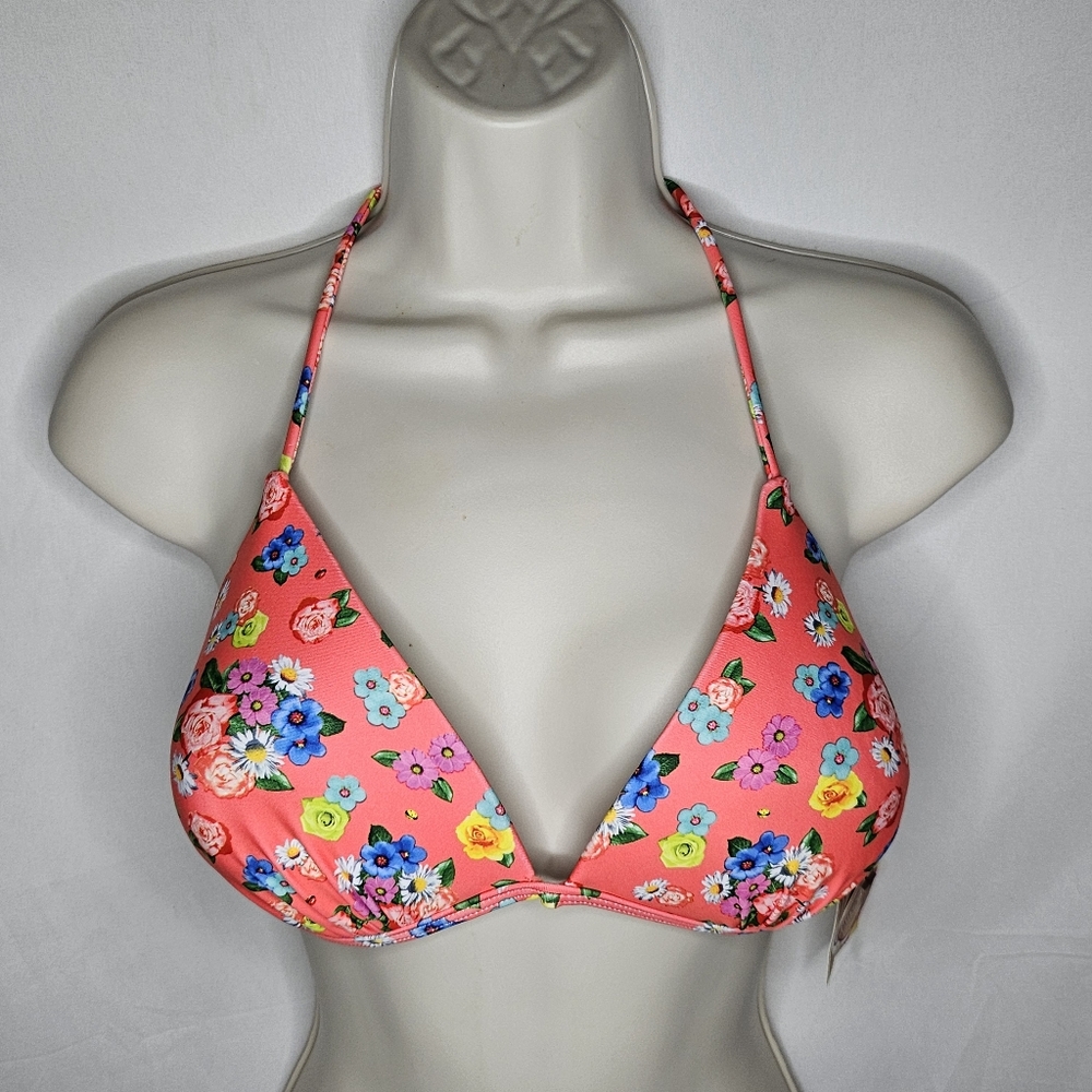 New Juniors Op Tangi Coral Field of Flowers Floral Bikini Set XL Top L Bottom - Picture 3 of 16